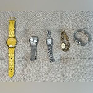 Lot of 5 Womens Watches Guess Steel Joan Rivers Eikon Quartz Timex Quartz As Is
